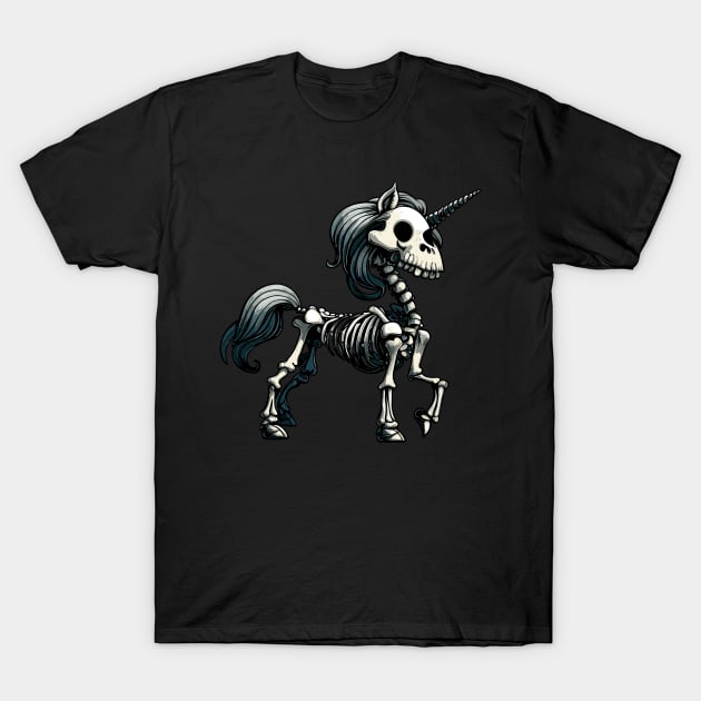 Spooky magical skeleton unicorn T-Shirt by TomFrontierArt